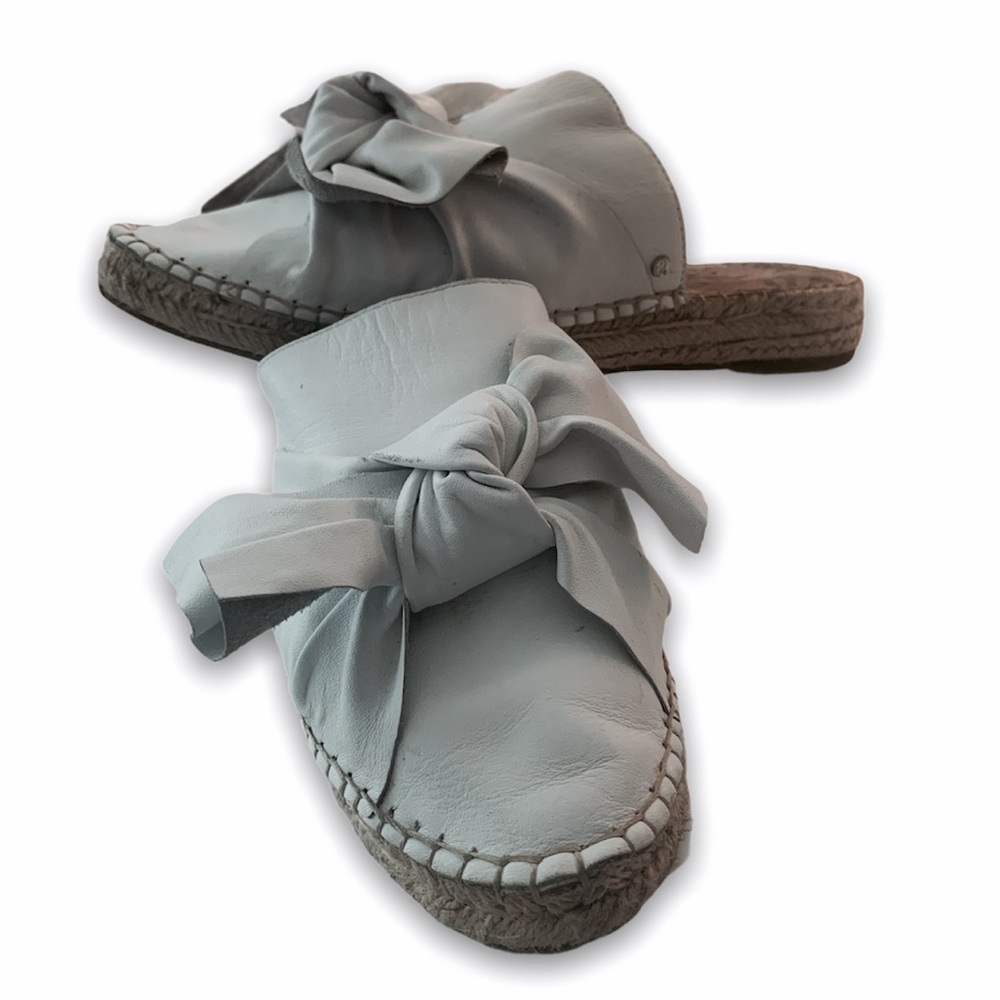 SAM EDELMAN | White leather espadrille slide